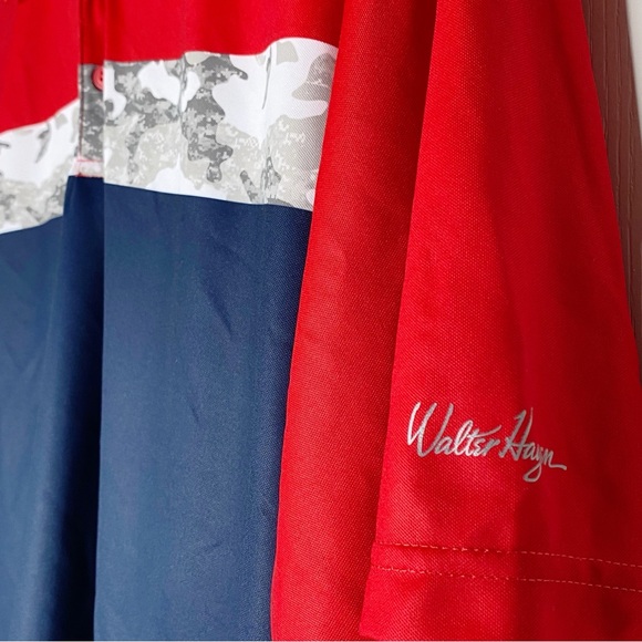 Walter Hagen 11 Majors USA Polo Shirt Red Blue Camo Golf Short Sleeve Size XL - Picture 6 of 10
